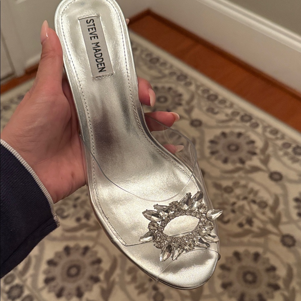 Steve Madden Silver Embellished Heels